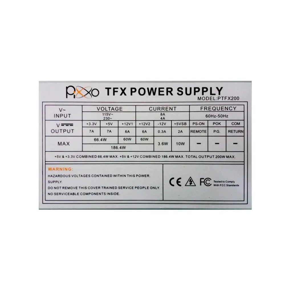 FONTE DE ALIMENTAÇÃO PIXXO PTFX200 200W TFX - SLIM