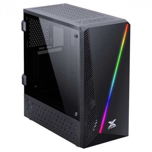 Gabinete Gamer Pyxis Com Janela Acrilica Com Dobradica Preto Frontal Com Fita Led Rgb