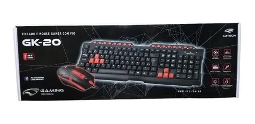 Kit Teclado E Mouse Gaming GK20 Preto C3 Tech