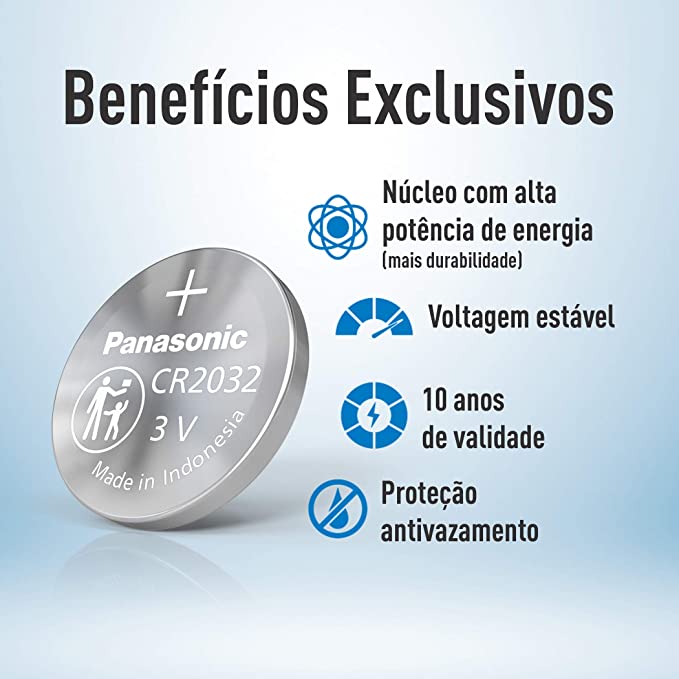 BATERIA DE LITHIUM 3V COM 5 CR2032-1BT - PANASONIC