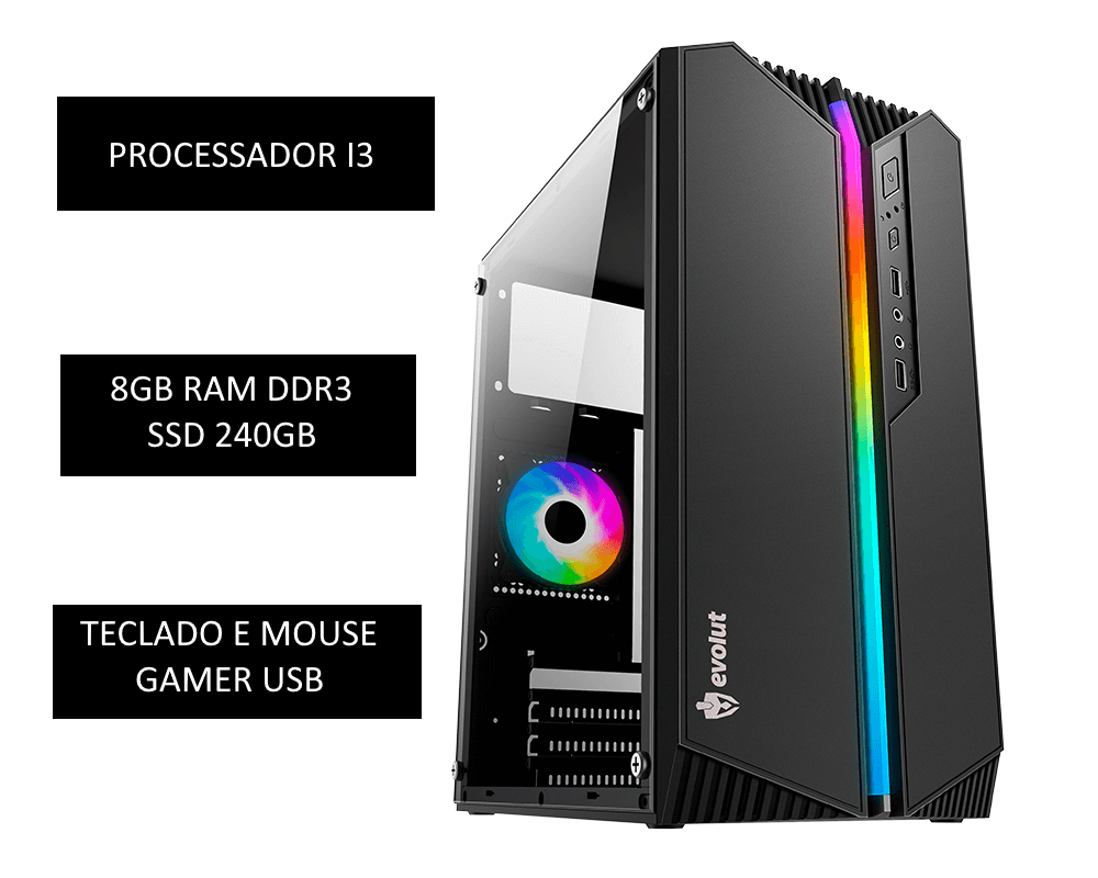 Computador Orcus I - Core I3 8GB DDR3 SSD 240GB HDMI